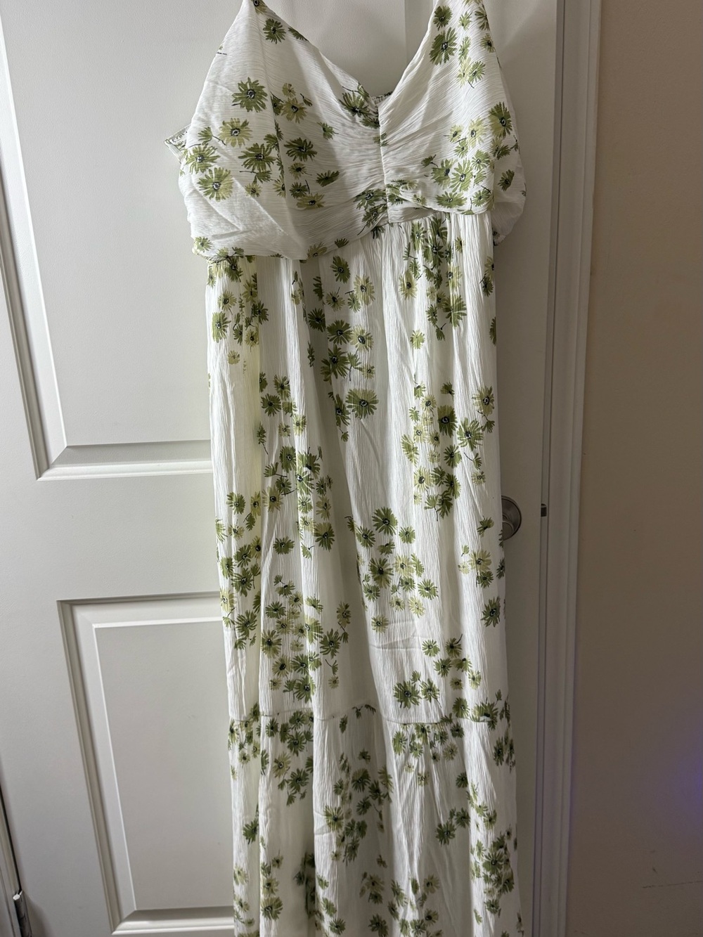 Abercrombie & Fitch Cream Dress with Green Floral Print